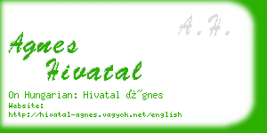 agnes hivatal business card